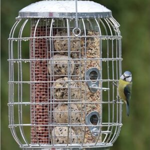 a 3 in one bird feeder for fat balls peanuts and bird seed