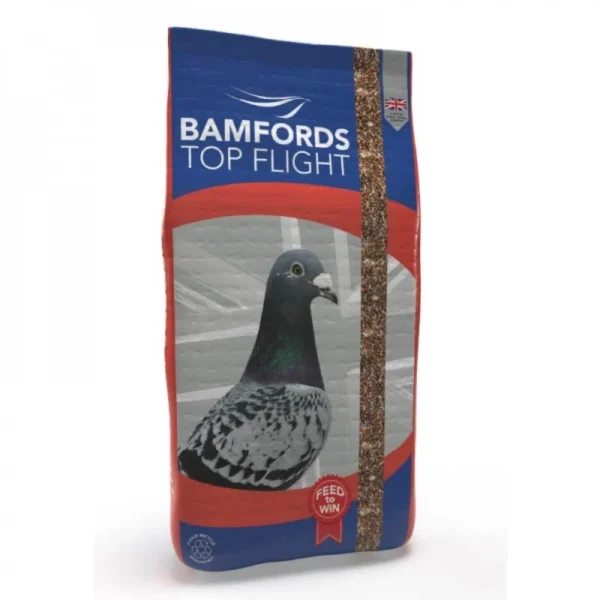 a picture of a racing pigeon corn mix bag with a pigeon on the front of it.